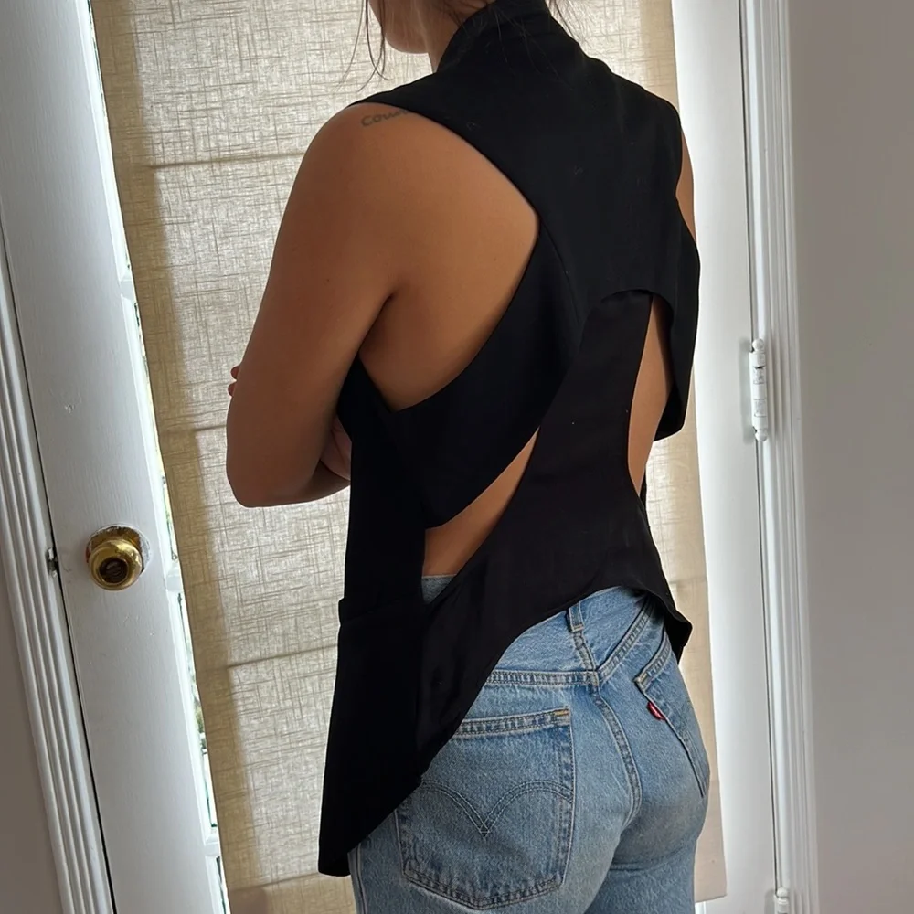 Helmut Lang Black Wool Long Back Gillet - Picture 3 of 5